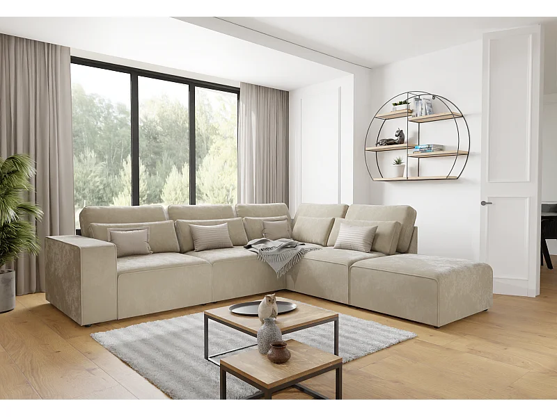 Dagmar Modulare Ecksofa in Samt-Stoff mit Rücken und Lendenkissen