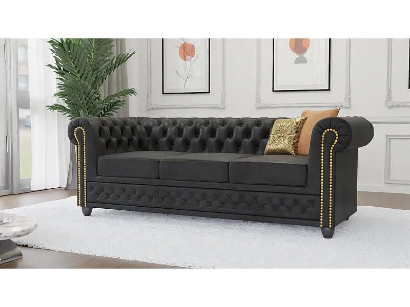 Selena 3-Sitzer Chesterfield Sofa Vintage Optik Microfaser