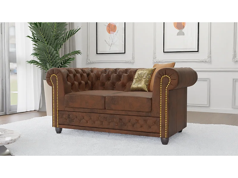 Selena 2-Sitzer Chesterfield Sofa Vintage Optik Microfaser