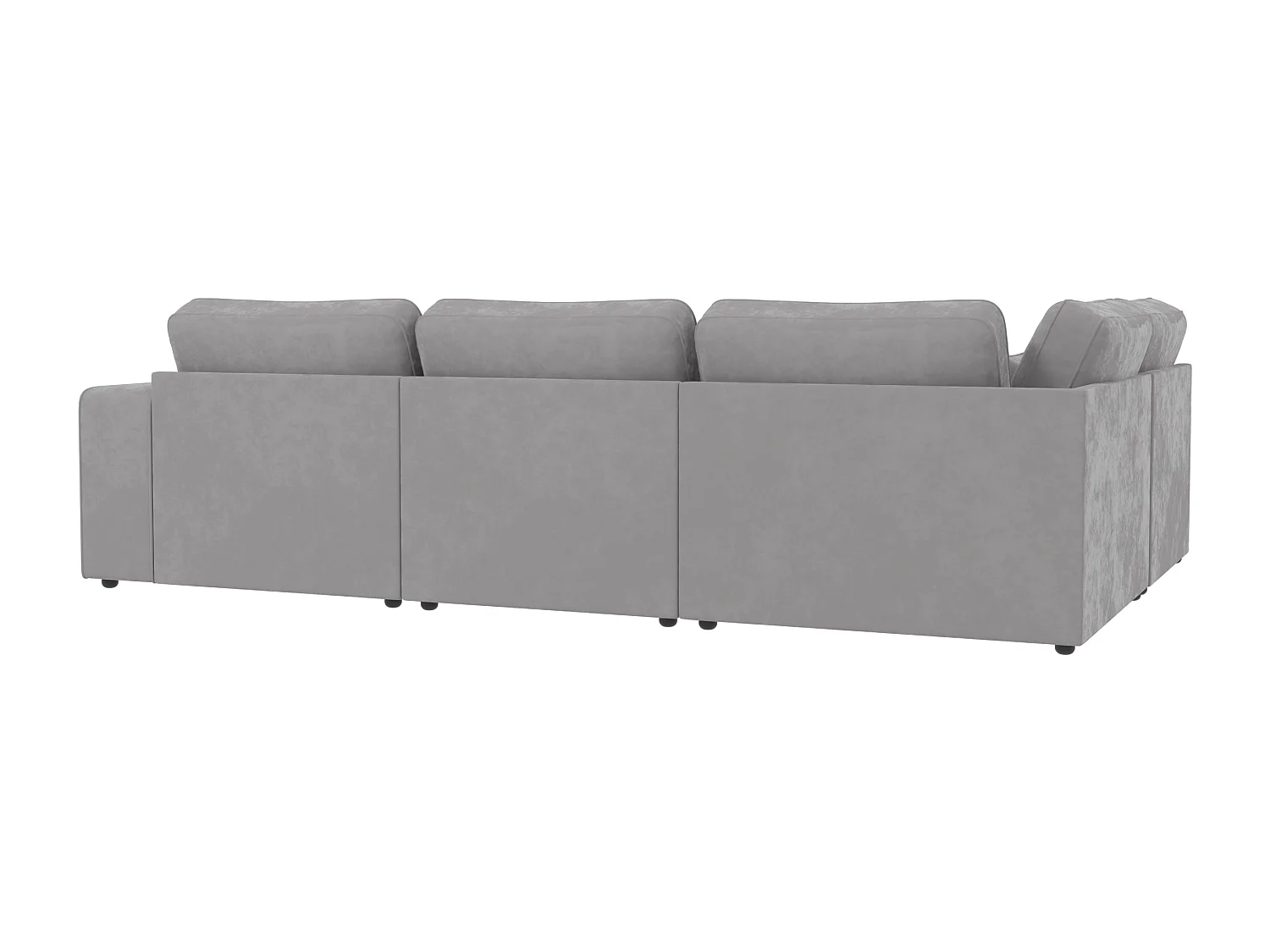 Canapé d’angle modulaire en velours avec coussins de dossier et lombaires Dagmar