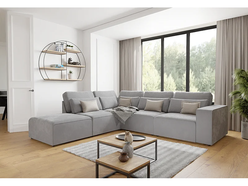 Dagmar Modulare Ecksofa in Samt-Stoff mit Rücken und Lendenkissen