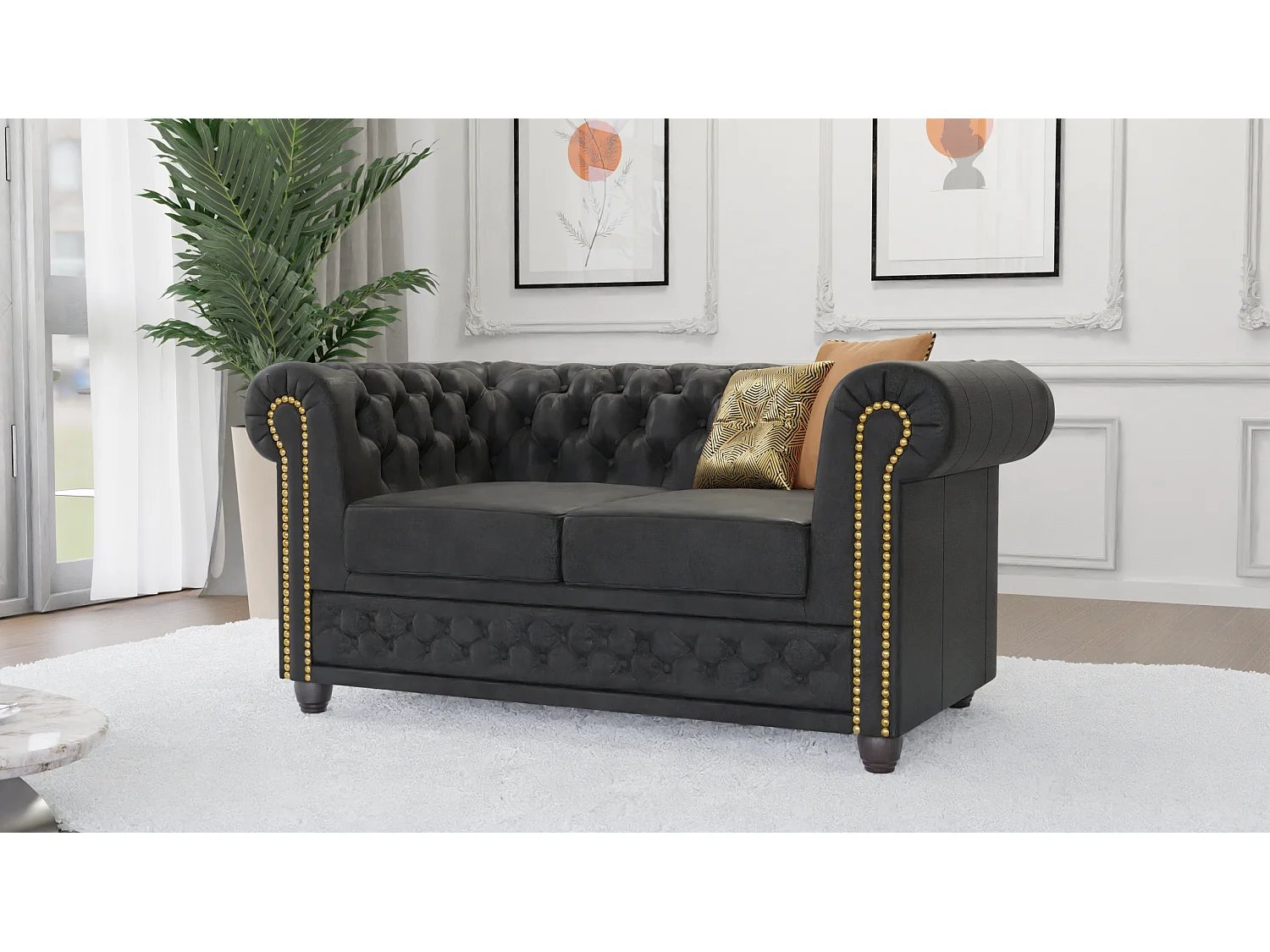 Selena 2-Sitzer Chesterfield Sofa Vintage Optik Microfaser