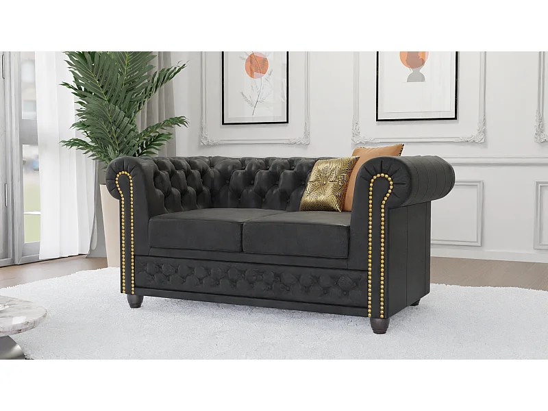 Selena 2-Sitzer Chesterfield Sofa Vintage Optik Microfaser