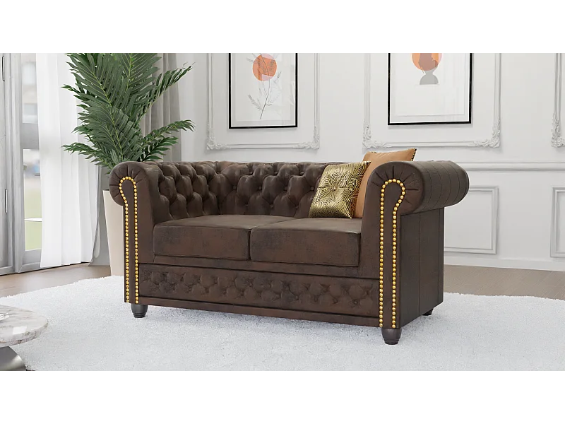Selena 2-Sitzer Chesterfield Sofa Vintage Optik Microfaser