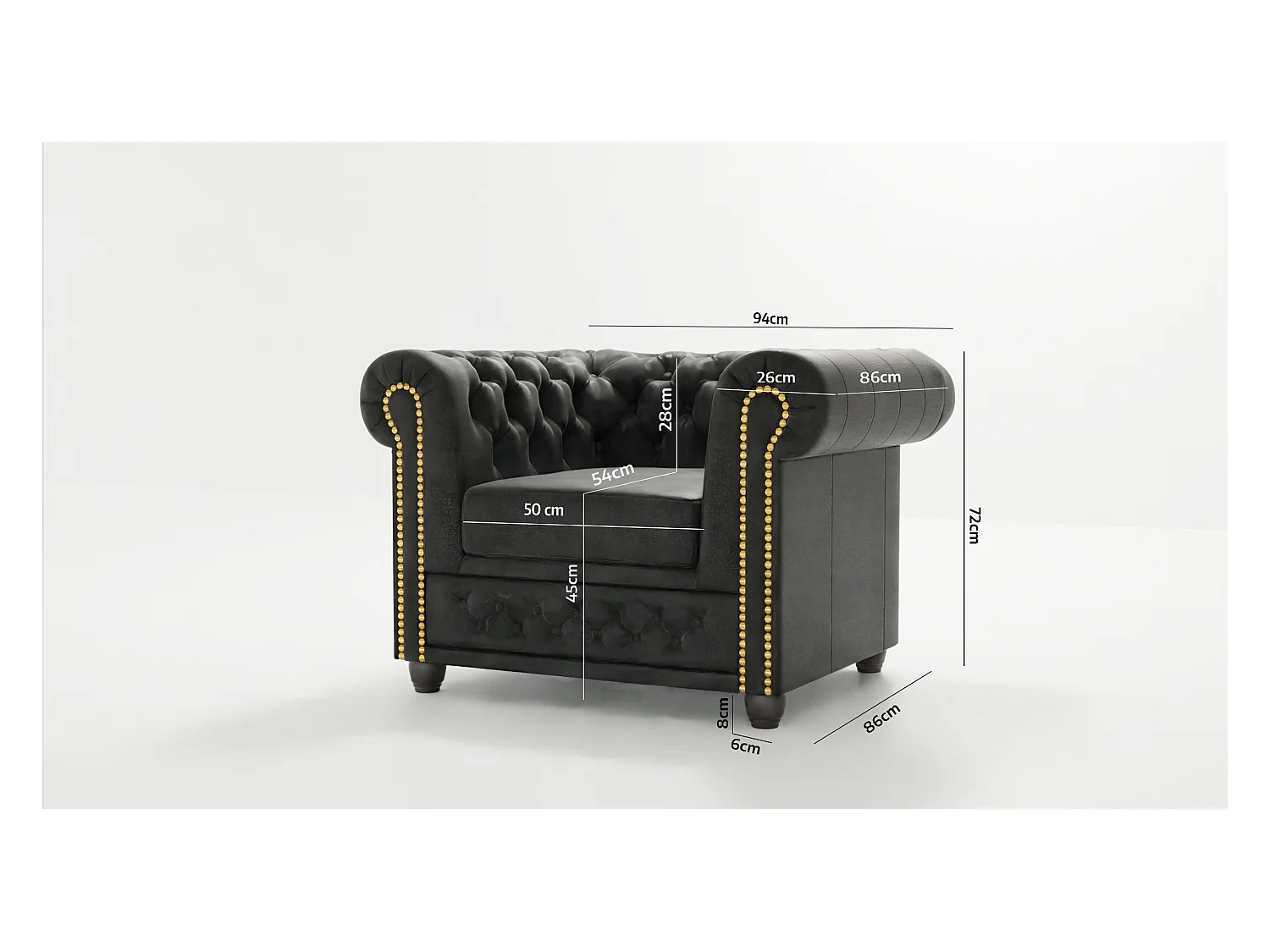 Selena Chesterfield Sessel Vintage Optik Microfaser