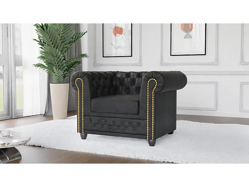 Selena Chesterfield Sessel Vintage Optik Microfaser