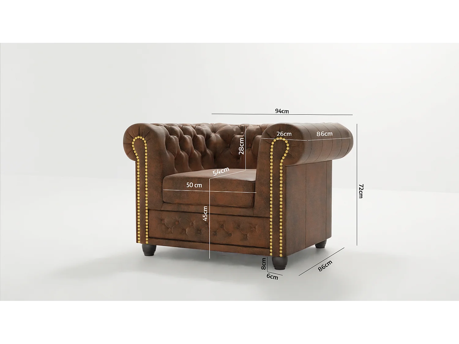 Selena Chesterfield Sessel Vintage Optik Microfaser