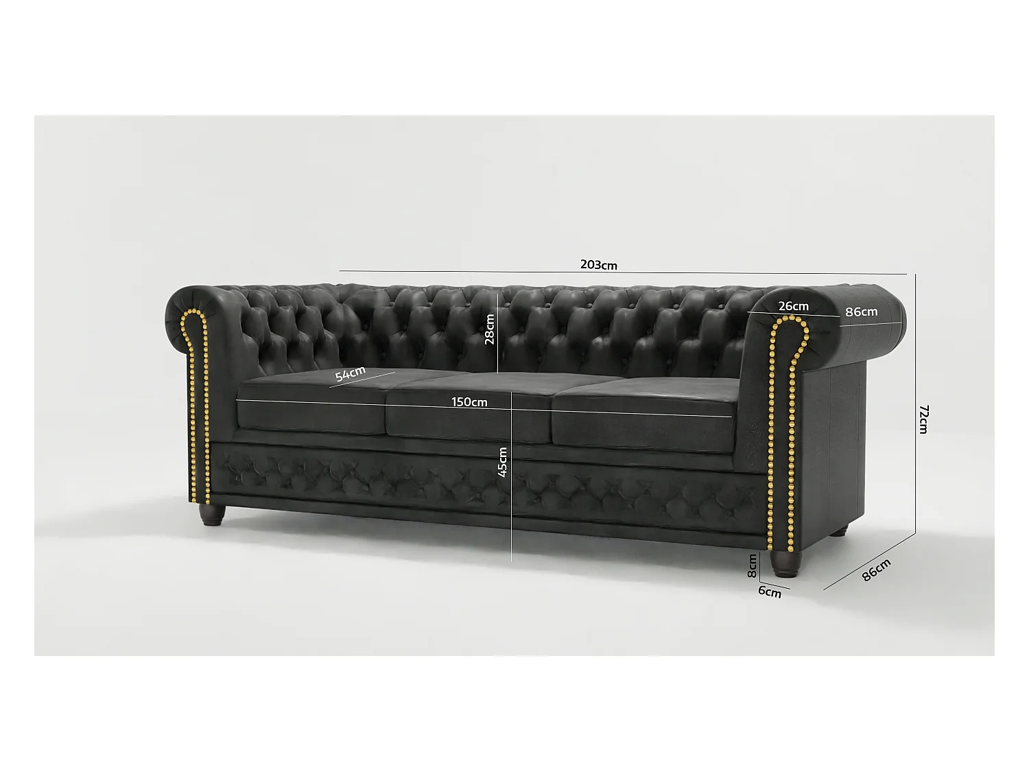 Chesterfield Selena Polstergarnitur mit Schlaffunktion 3+2+1 Vintage Optik Microfaser