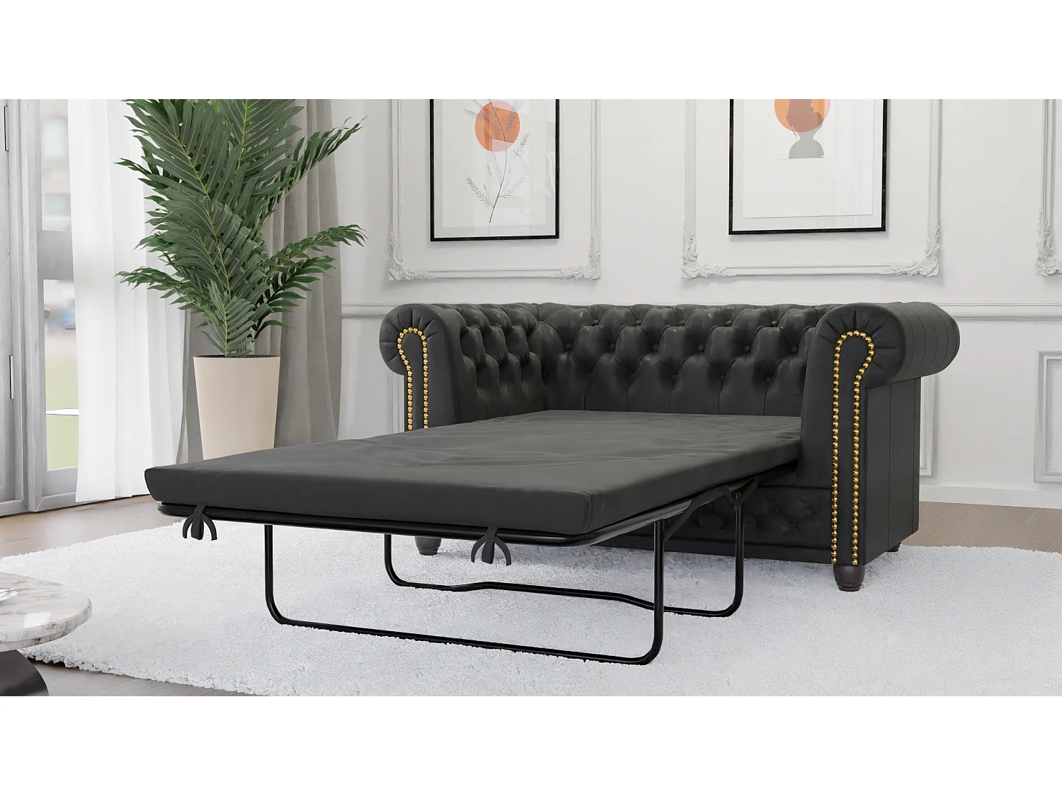 Chesterfield Selena Polstergarnitur mit Schlaffunktion 3+2+1 Vintage Optik Microfaser