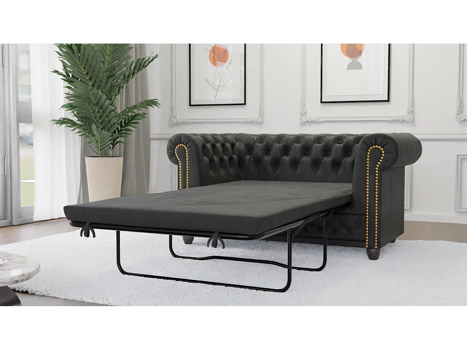 Chesterfield Selena Polstergarnitur mit Schlaffunktion 3+2+1 Vintage Optik Microfaser