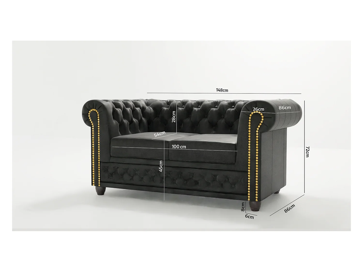 Chesterfield Selena Polstergarnitur mit Schlaffunktion 3+2+1 Vintage Optik Microfaser