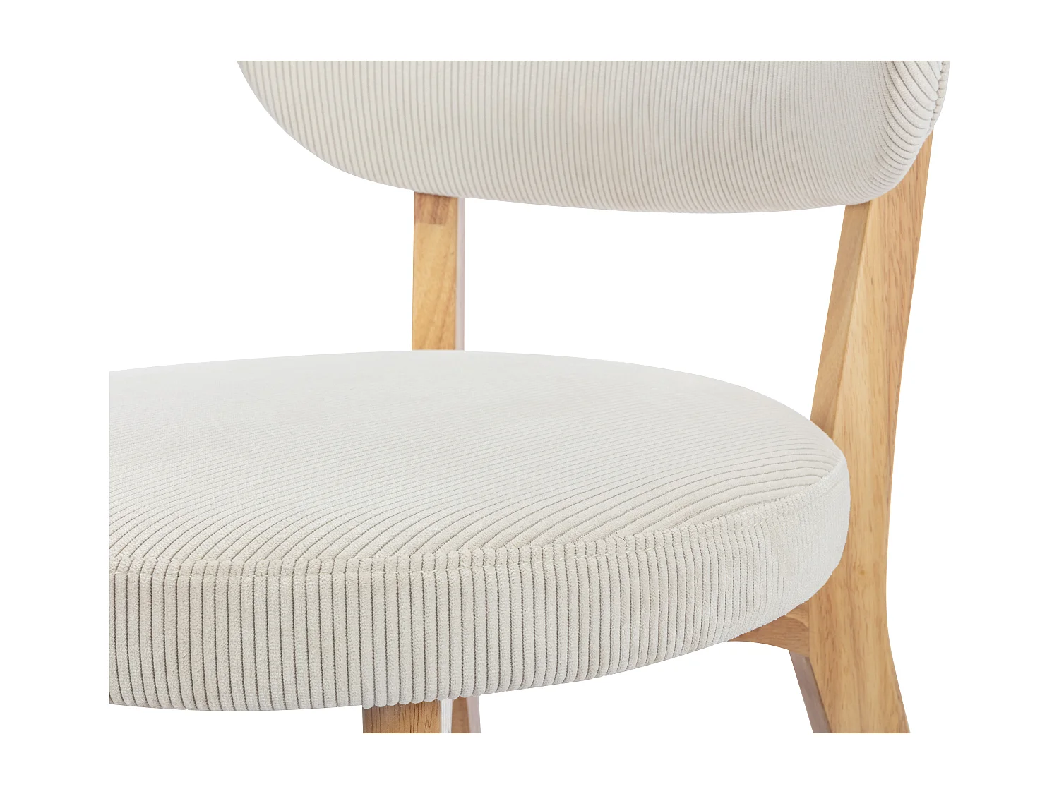 Stuhl 6er-Set - Cord & Kautschukholz - Weiß - TORIEL