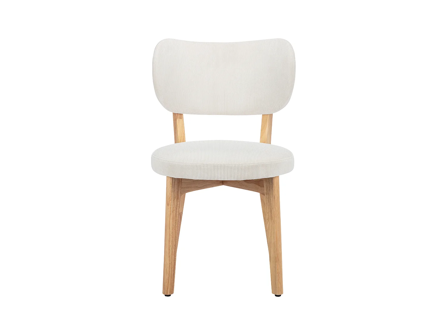 Lot de 6 chaises en velours côtelé et bois d'hévéa - Blanc - TORIEL