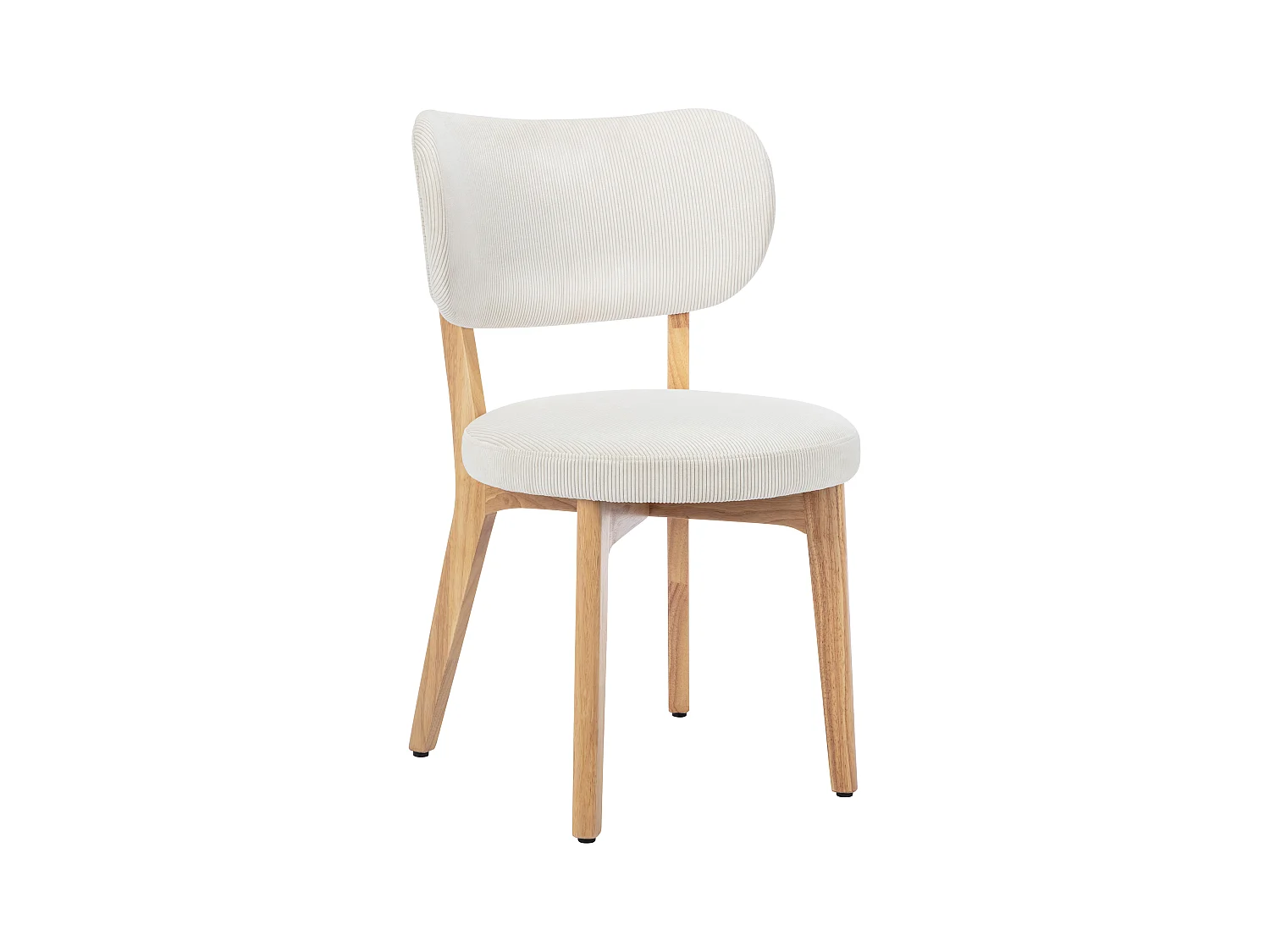 Lot de 6 chaises en velours côtelé et bois d'hévéa - Blanc - TORIEL