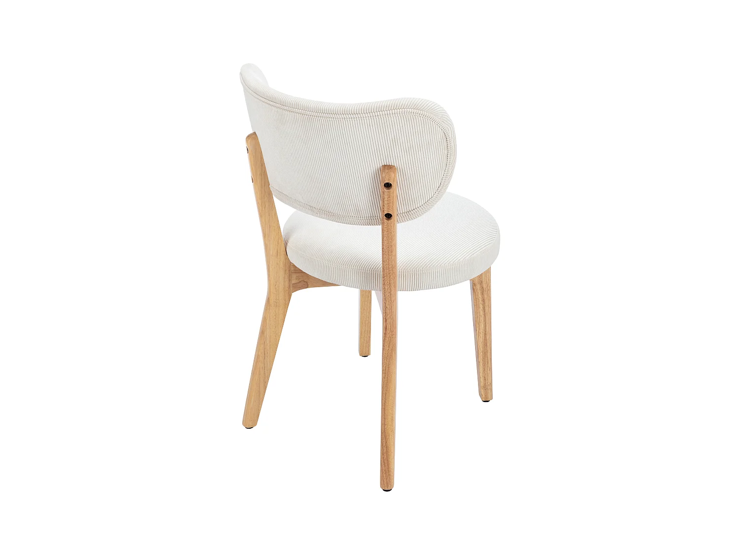 Lot de 6 chaises en velours côtelé et bois d'hévéa - Blanc - TORIEL