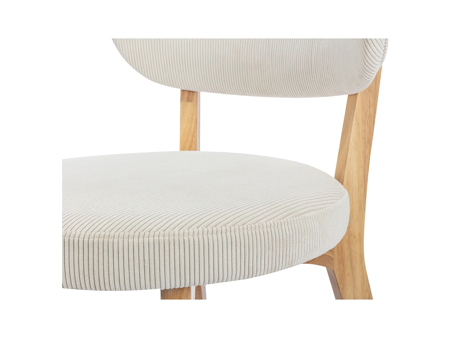 Lot de 6 chaises en velours côtelé et bois d'hévéa - Blanc - TORIEL