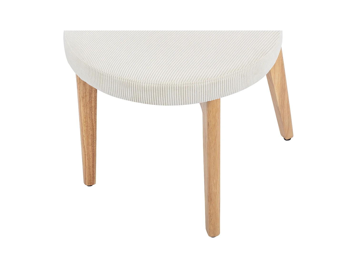 Lot de 6 chaises en velours côtelé et bois d'hévéa - Blanc - TORIEL