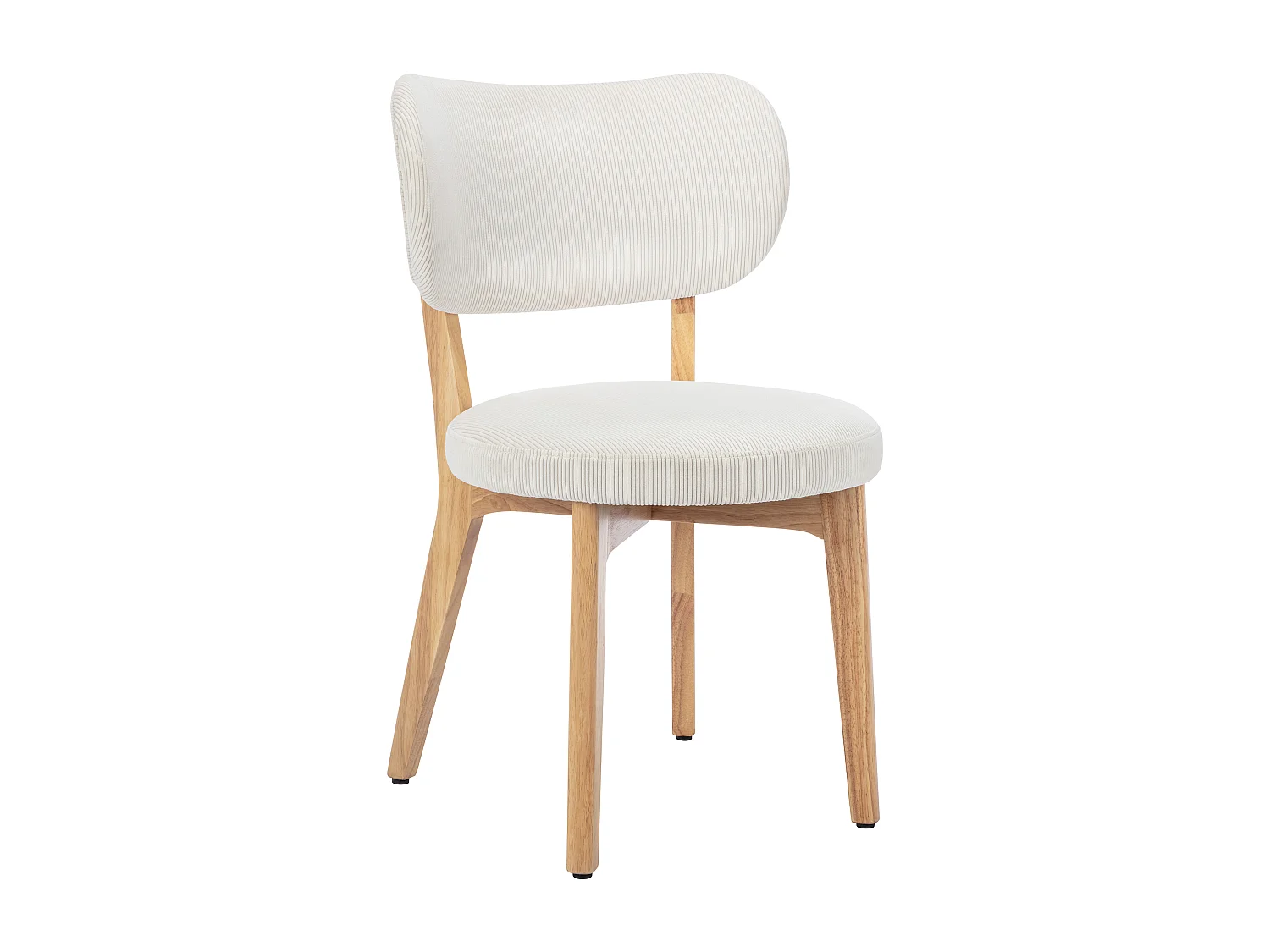 Lot de 6 chaises en velours côtelé et bois d'hévéa - Blanc - TORIEL