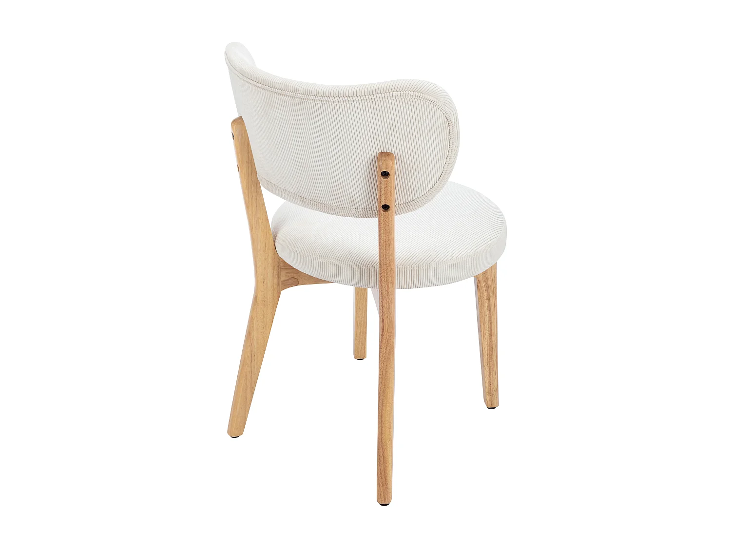 Lot de 6 chaises en velours côtelé et bois d'hévéa - Blanc - TORIEL