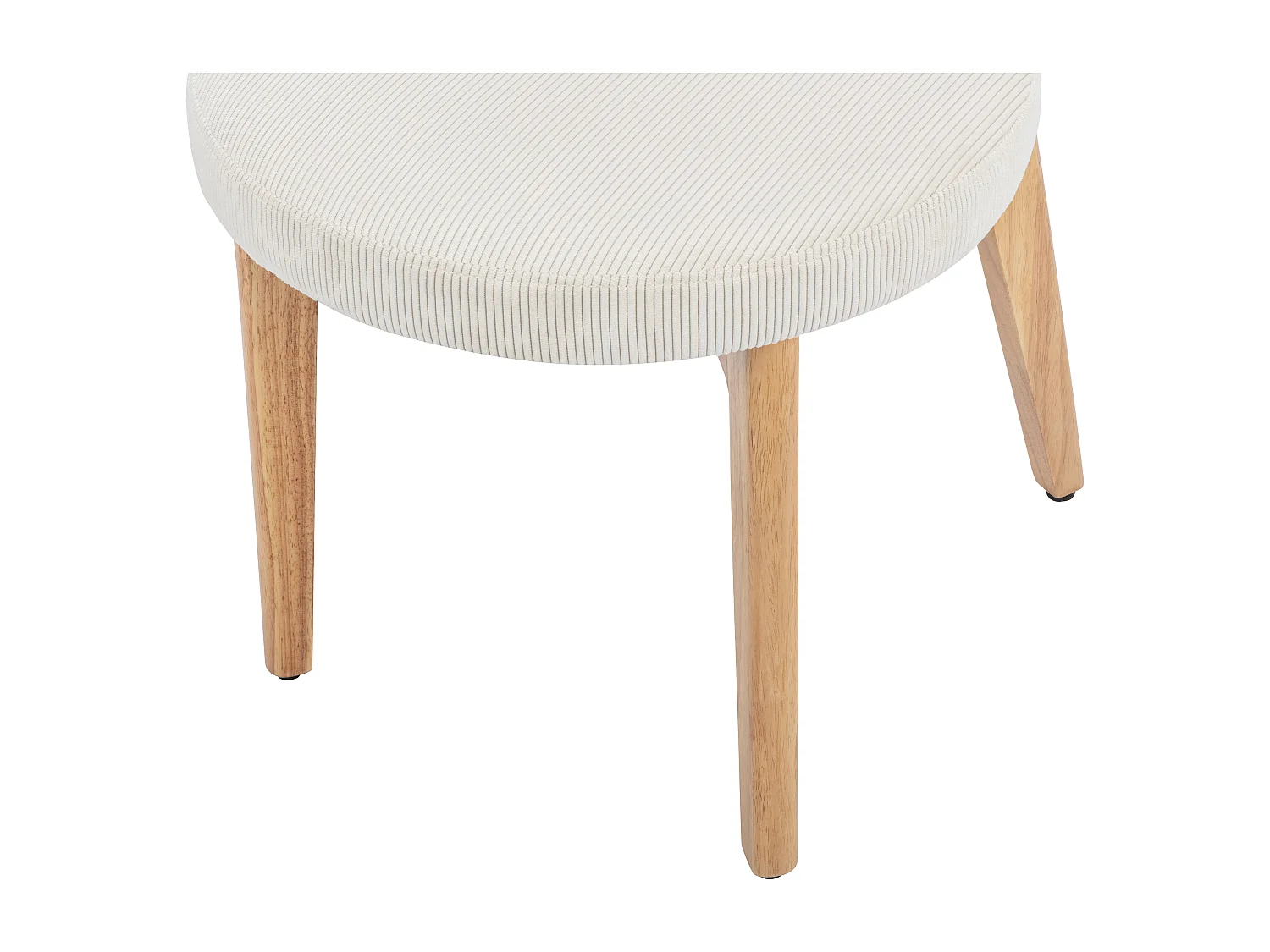 Lot de 6 chaises en velours côtelé et bois d'hévéa - Blanc - TORIEL