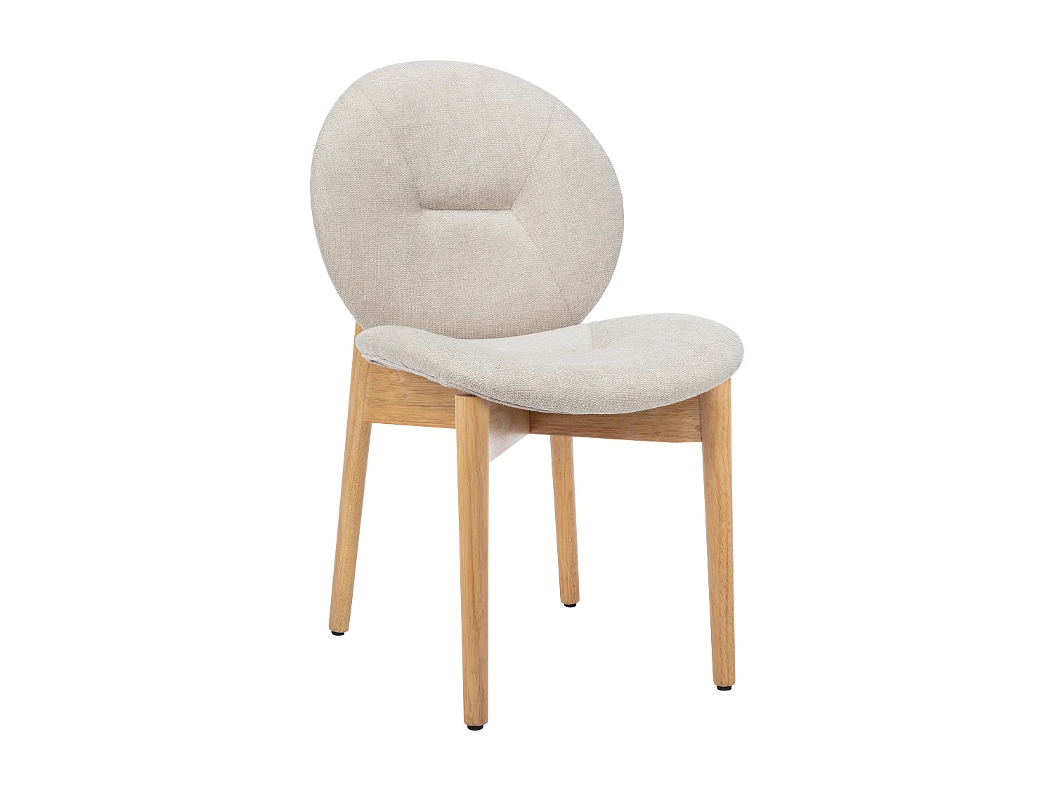 Lot de 6 chaises en tissu et bois d'hévéa - Beige - ISADIO