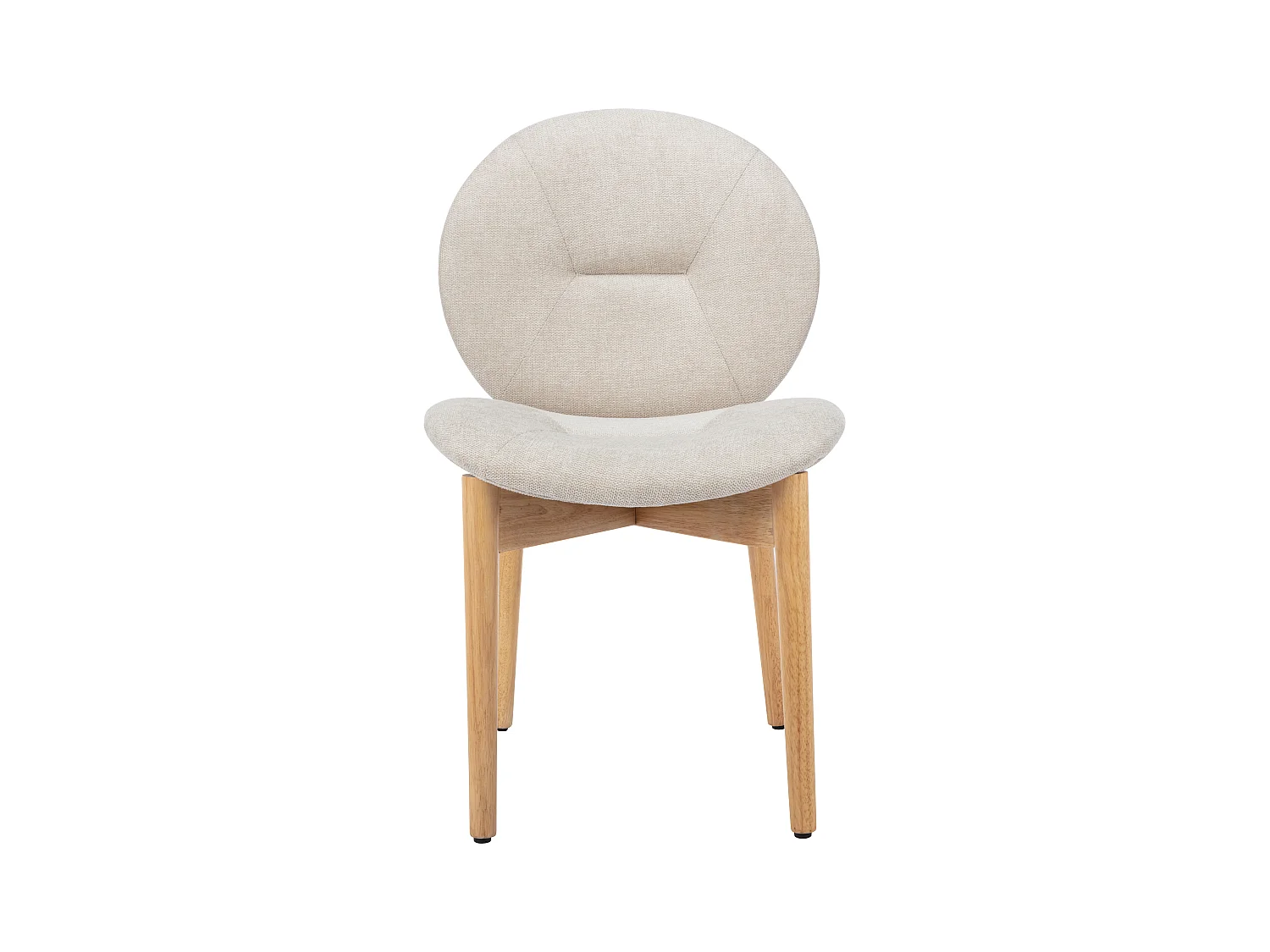 Lot de 6 chaises en tissu et bois d'hévéa - Beige - ISADIO
