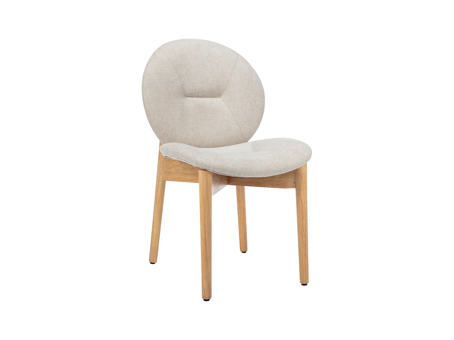 Lot de 6 chaises en tissu et bois d'hévéa - Beige - ISADIO