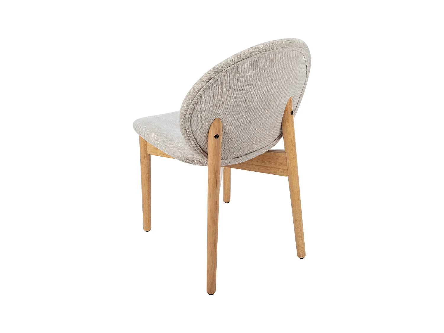 Lot de 6 chaises en tissu et bois d'hévéa - Beige - ISADIO
