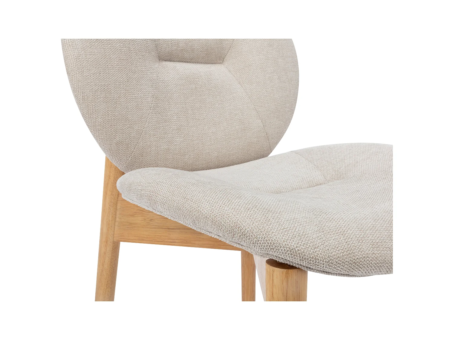Lot de 6 chaises en tissu et bois d'hévéa - Beige - ISADIO