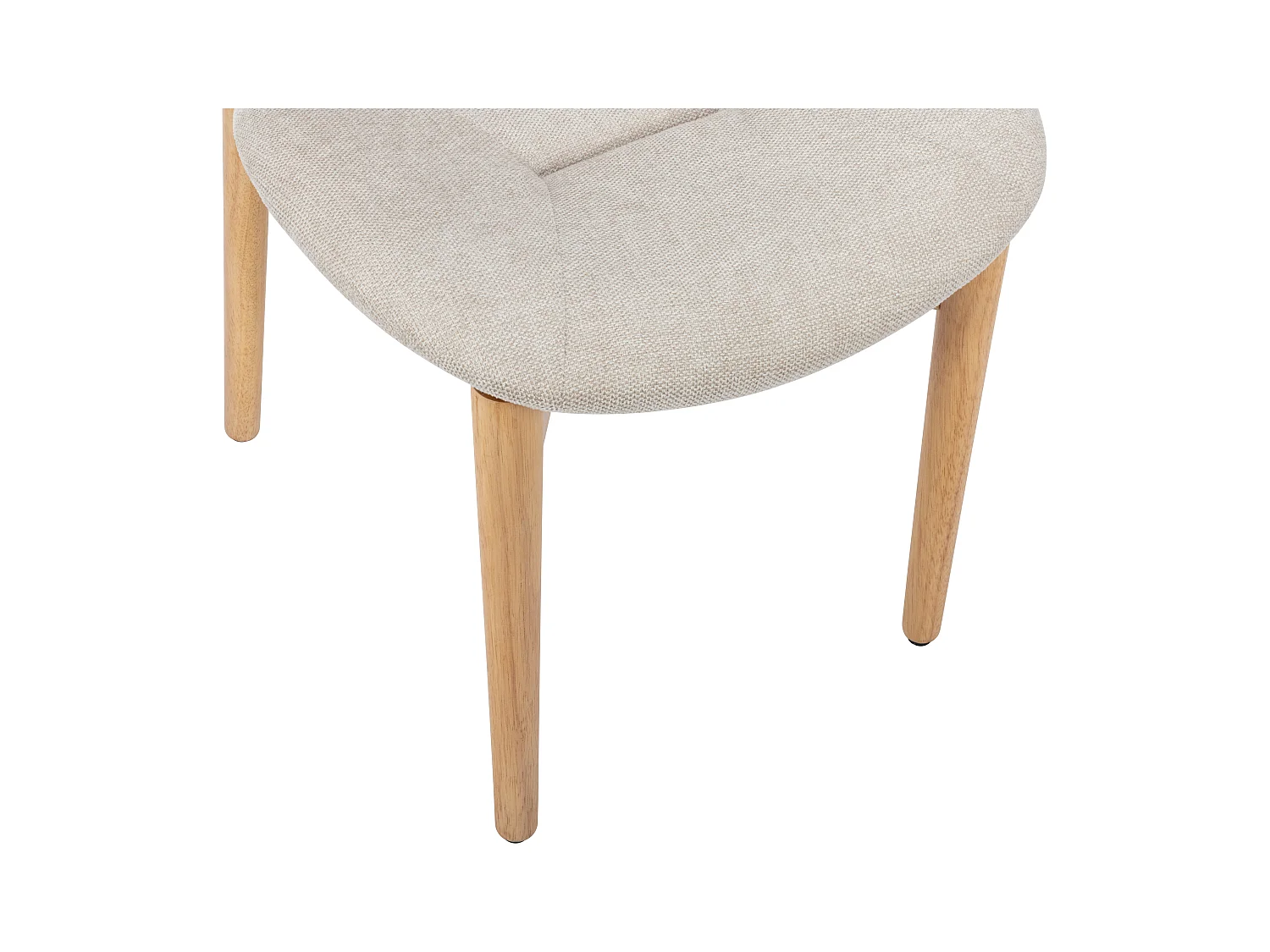 Lot de 6 chaises en tissu et bois d'hévéa - Beige - ISADIO