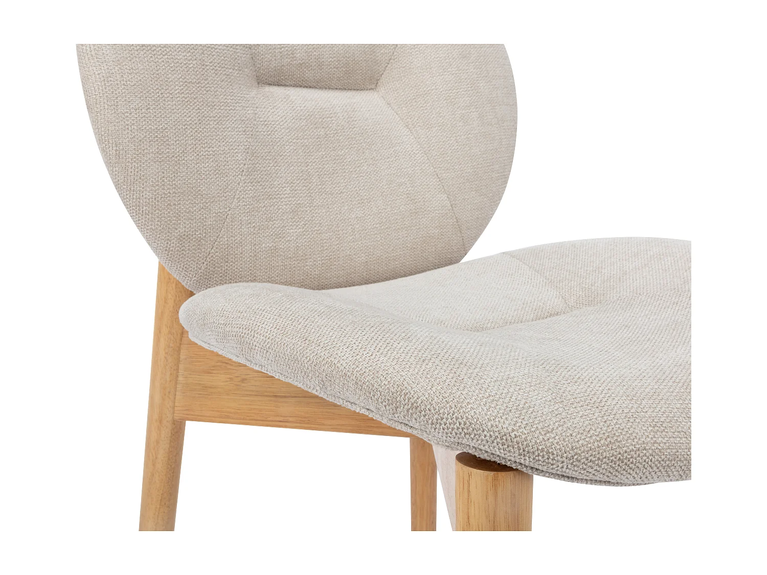 Lot de 6 chaises en tissu et bois d'hévéa - Beige - ISADIO