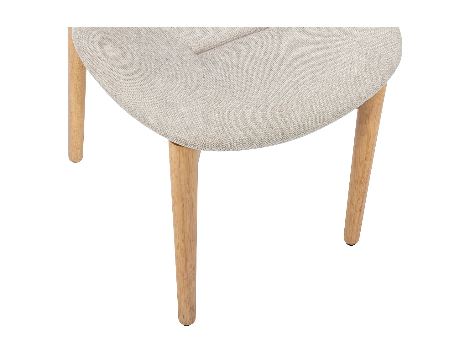 Lot de 6 chaises en tissu et bois d'hévéa - Beige - ISADIO