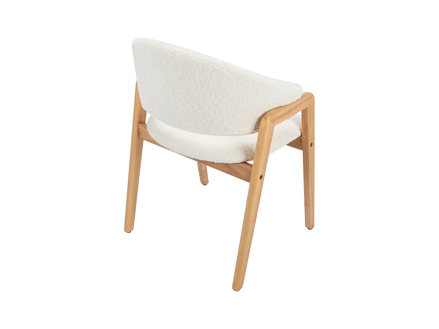 Conjunto de 6 cadeiras com apoios de braço tecido bouclé e madeira de hévea branco - SOLUNA