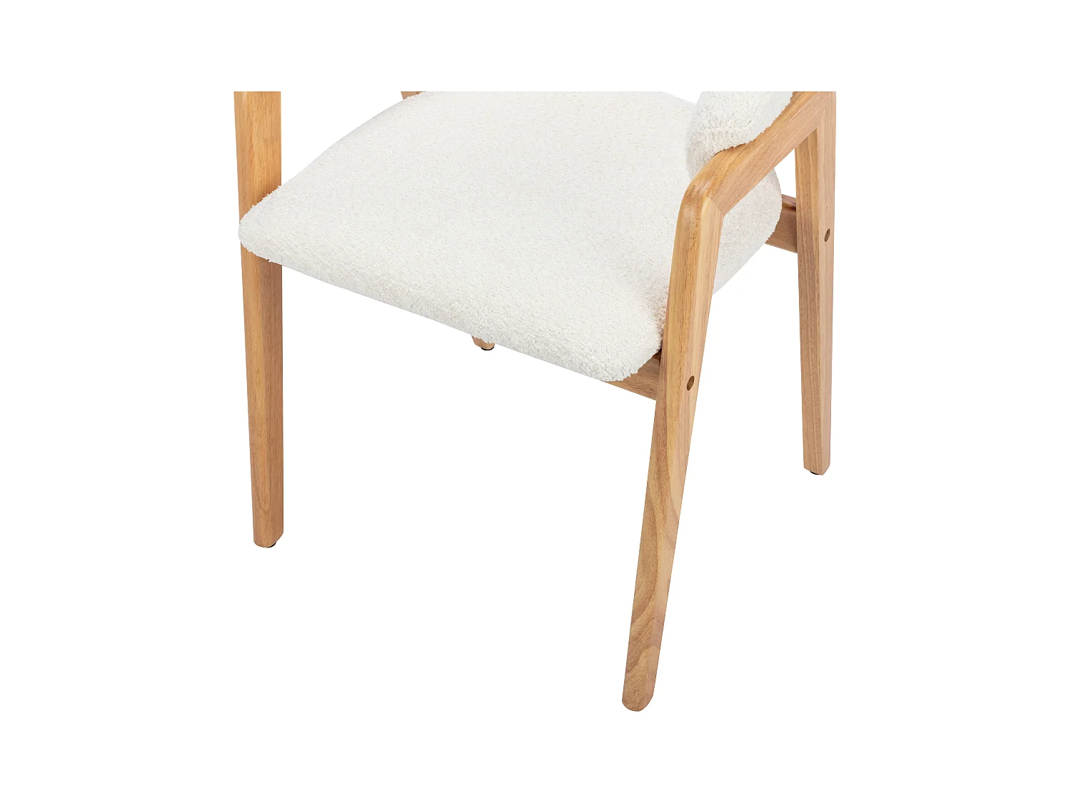 Conjunto de 6 cadeiras com apoios de braço tecido bouclé e madeira de hévea branco - SOLUNA