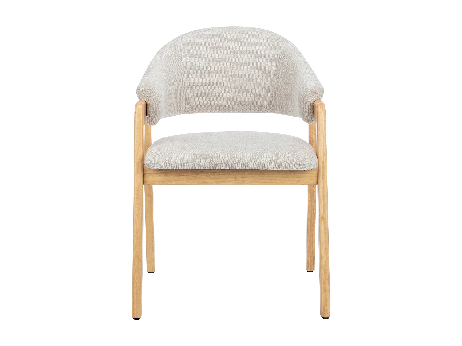 Set van 6 stoelen met armleuningen van heveahout - Beige - SOLUNA