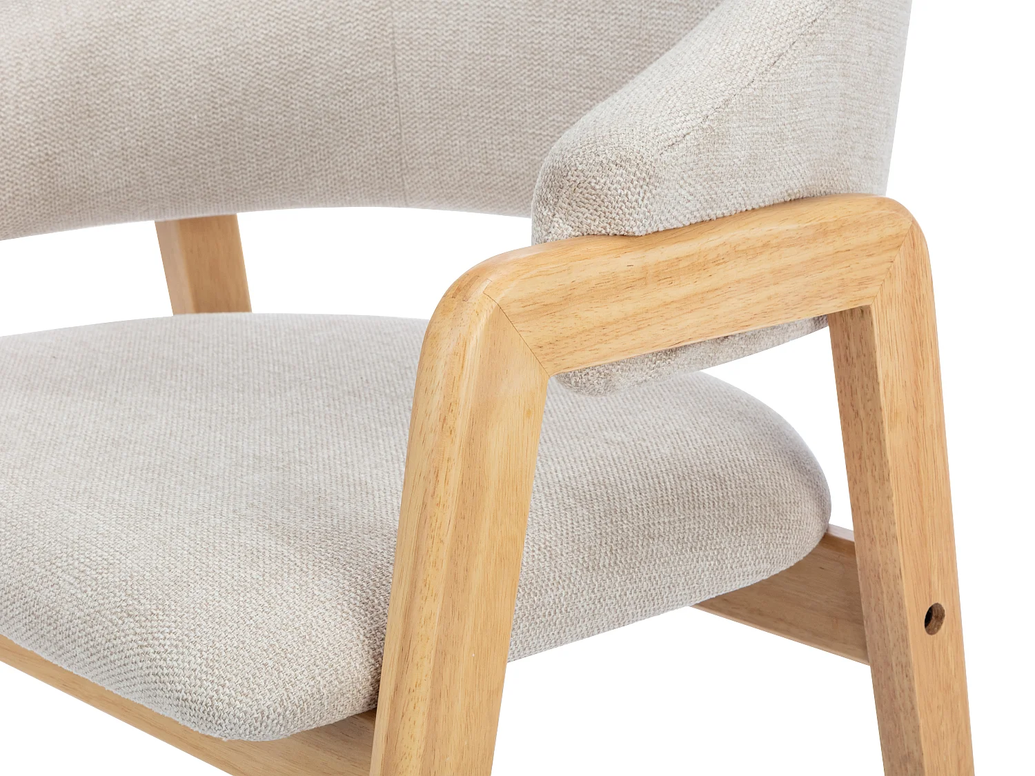 Set van 6 stoelen met armleuningen van heveahout - Beige - SOLUNA