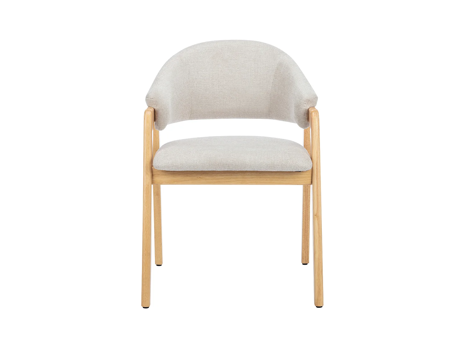 Lote de 6 sillas con reposabrazos de tela y madera de hevea - Beige - SOLUNA