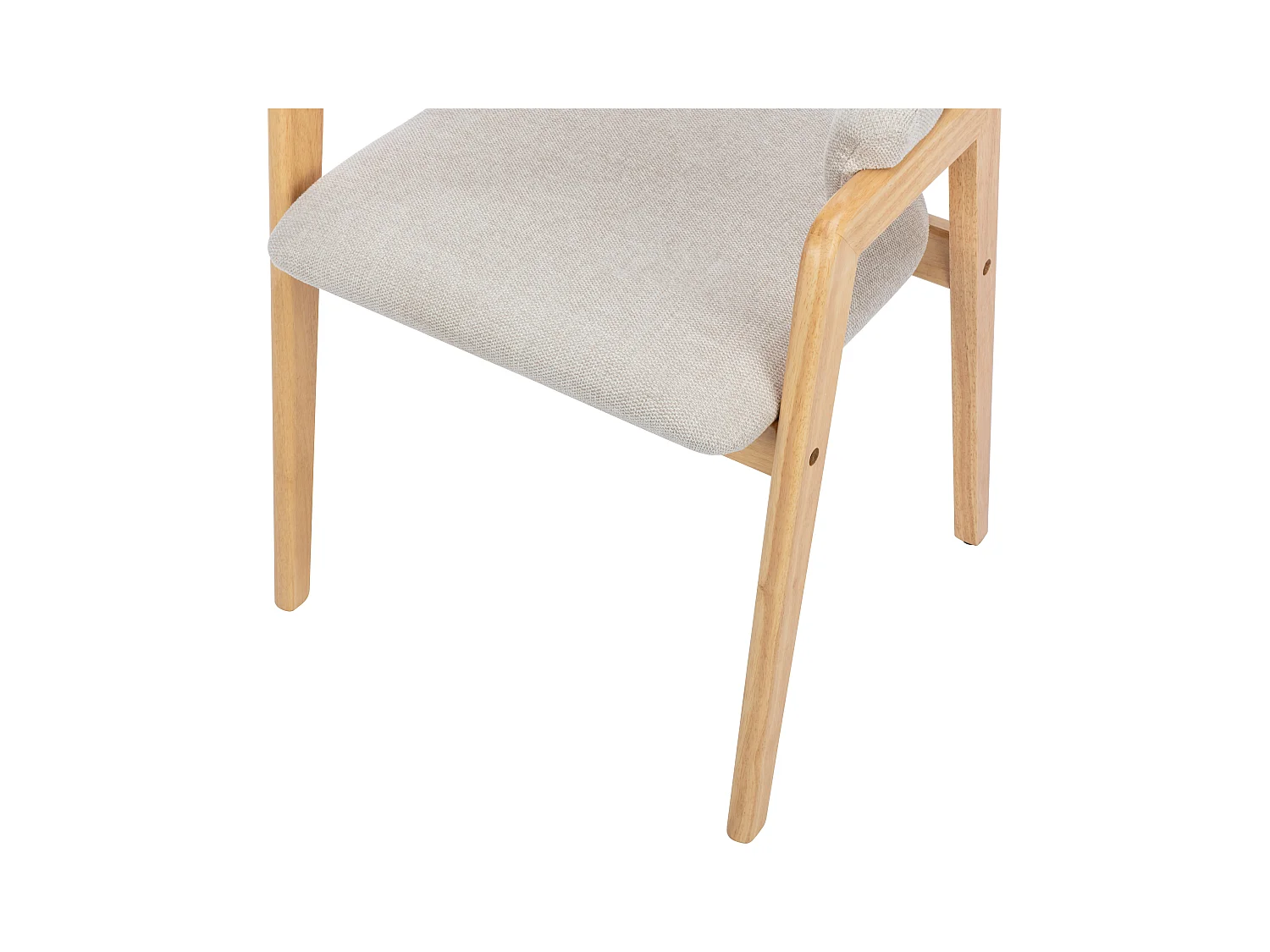 Lote de 6 sillas con reposabrazos de tela y madera de hevea - Beige - SOLUNA