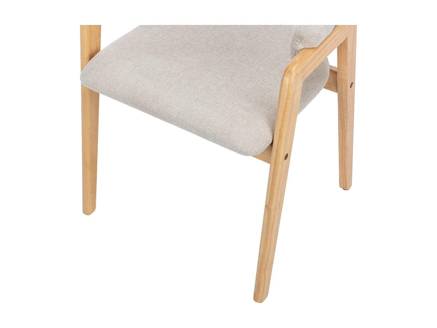 Lot de 6 chaises avec accoudoirs en tissu et bois d'hévéa - Beige et Naturel - SOLUNA