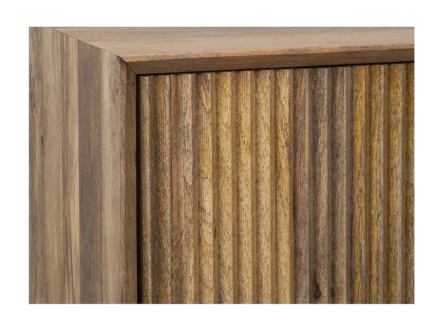 Buffet bas bois sculpté motif géométrique 3P | Manguier Maglan