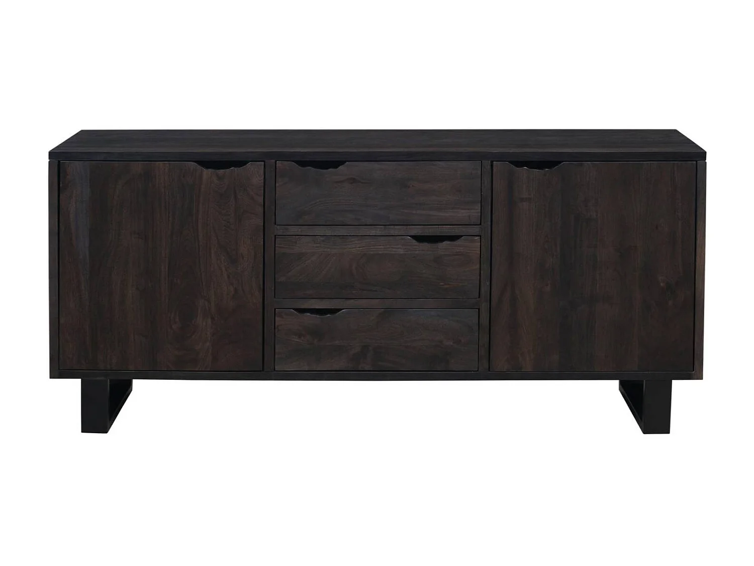 Buffet 2 portes 3 tiroirs en acacia massif et métal | Acacia Black Forest