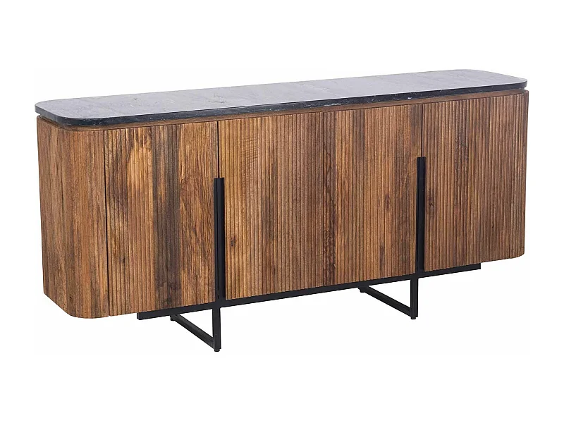 Buffet bois 4P plateau marbre noir | Manguier Kfir