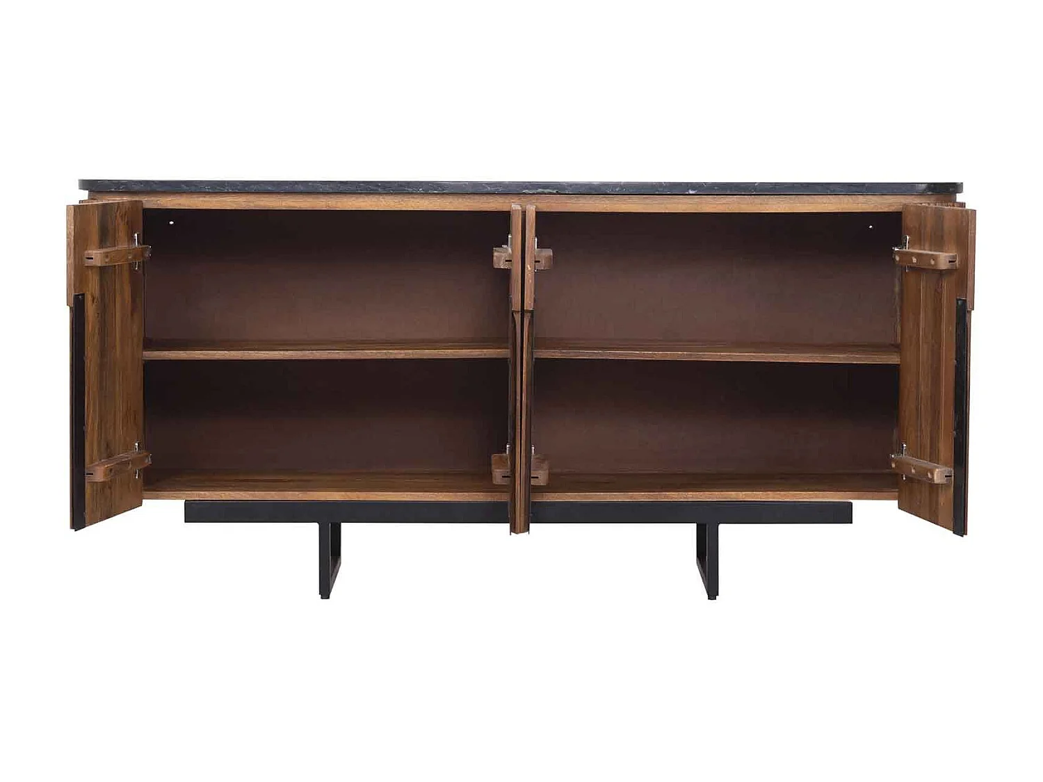 Buffet bois 4P plateau marbre noir | Manguier Kfir