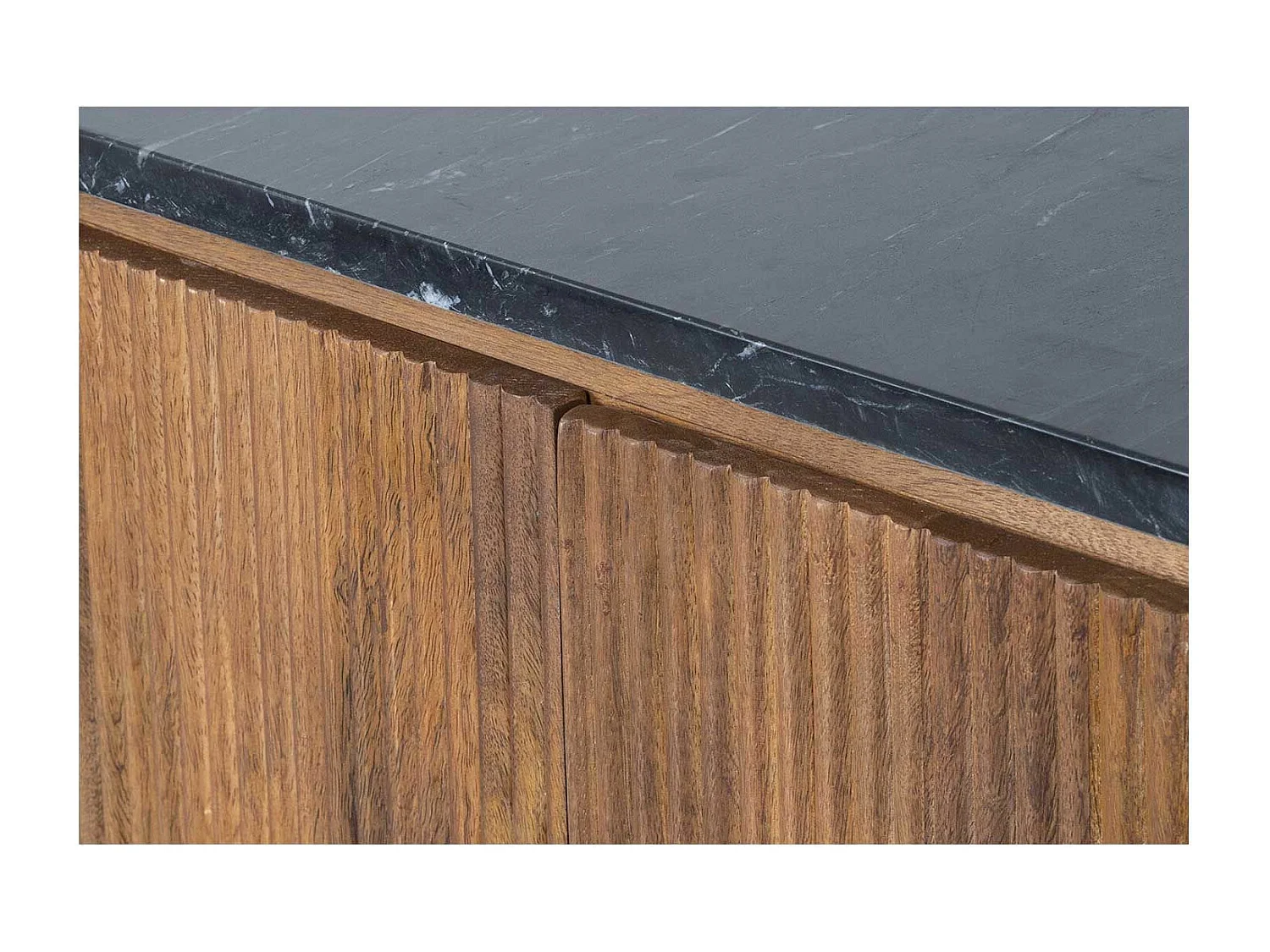 Buffet bois 4P plateau marbre noir | Manguier Kfir