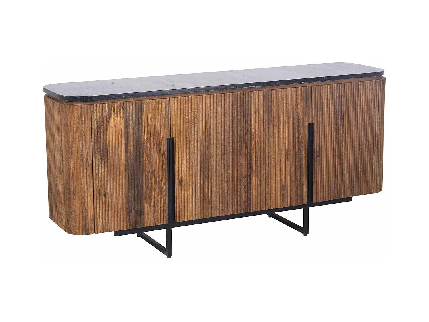 Buffet bois 4P plateau marbre noir | Manguier Kfir
