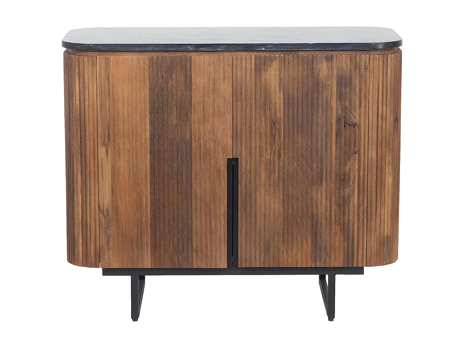 Petit buffet bois 2P plateau marbre noir | Manguier Kfir