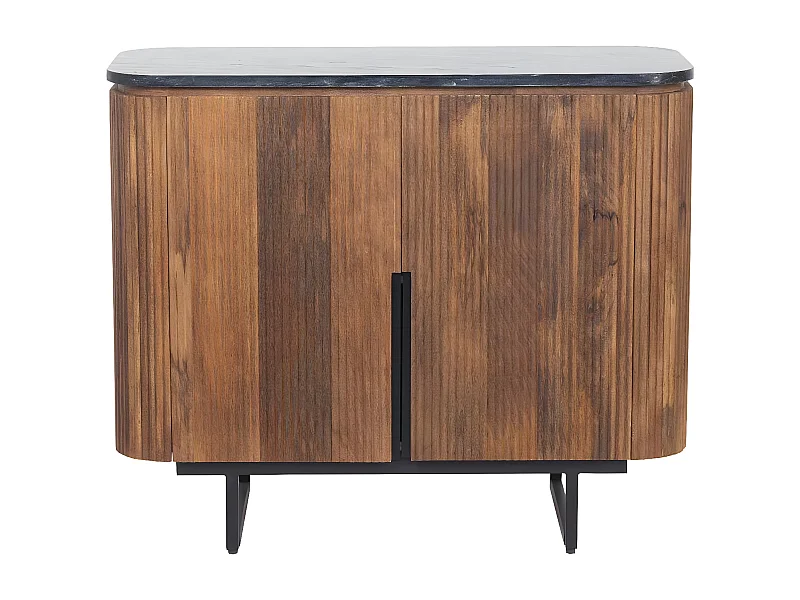 Petit buffet bois 2P plateau marbre noir | Manguier Kfir