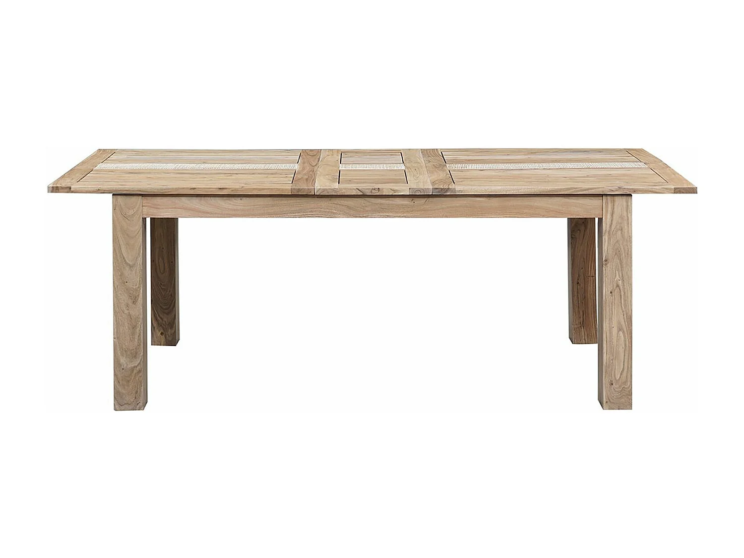 Table à manger plateau cannage 180 rallonge 40 | Acacia Tatoo II