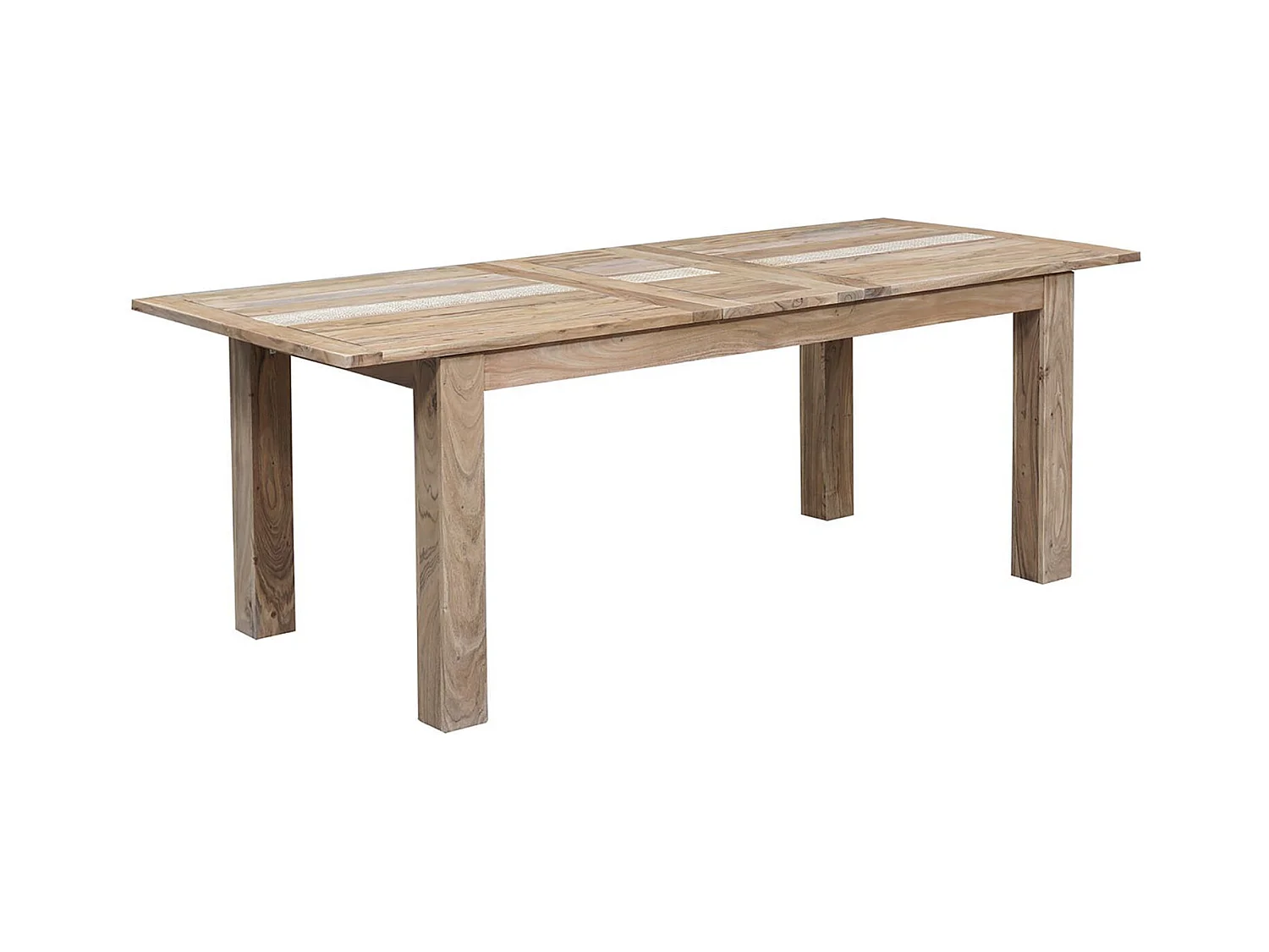 Table à manger plateau cannage 180 rallonge 40 | Acacia Tatoo II