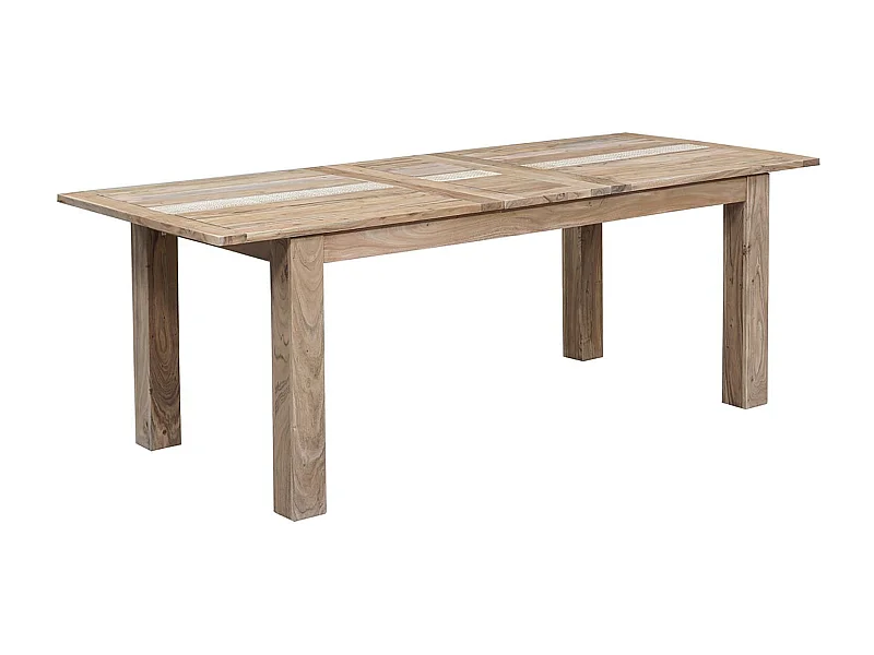 Table à manger plateau cannage 180 rallonge 40 | Acacia Tatoo II